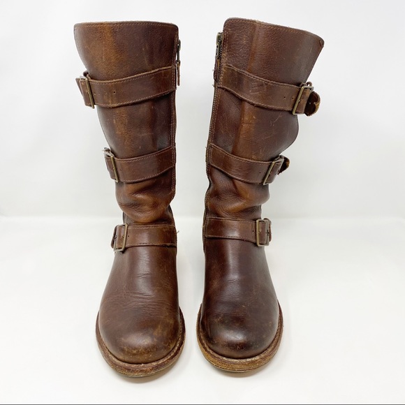 Dr Martens Jolie Biker Boot Waxed Brown 